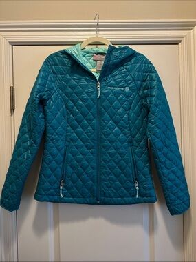 Free Country Teal Quilted Hooded Puffer Jacket